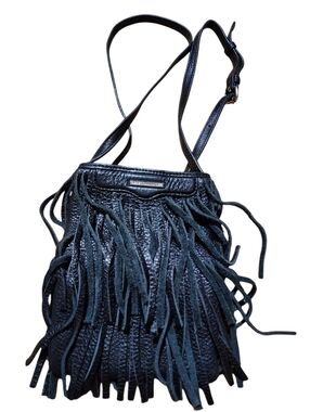 Rebecca Minkoff Finn Fringe Crossbody Purse Black